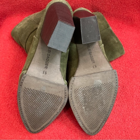 KELSI DAGGER Sz 9.5 Stacked Heel Pointy Toe Zipper Closure Above Ankle Booties - Picture 9 of 11